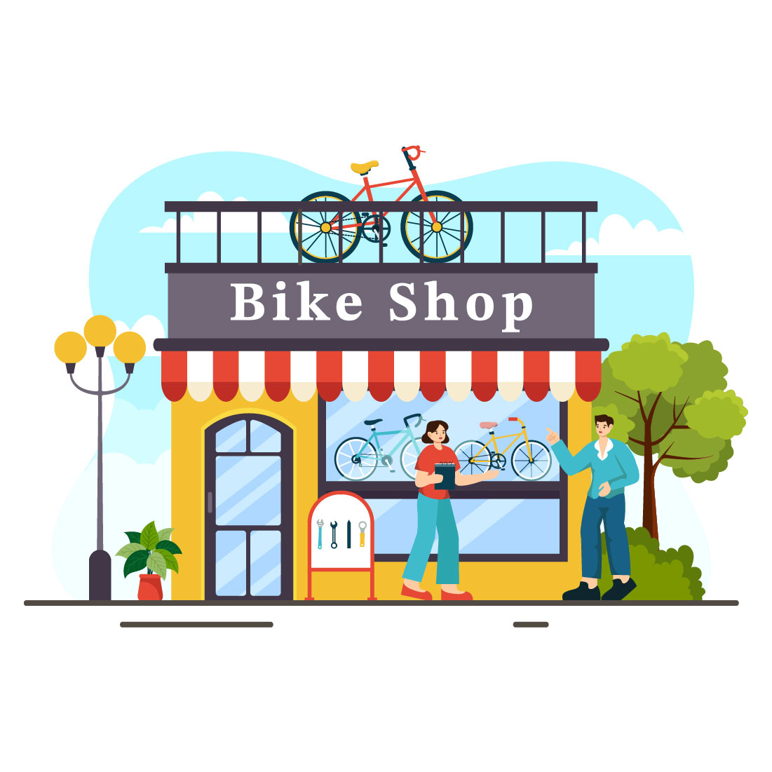 12 Bike Shop Illustration cover image.