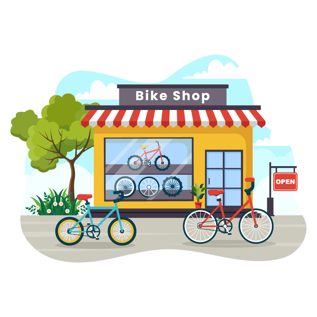 12 Bike Shop Illustration preview image.