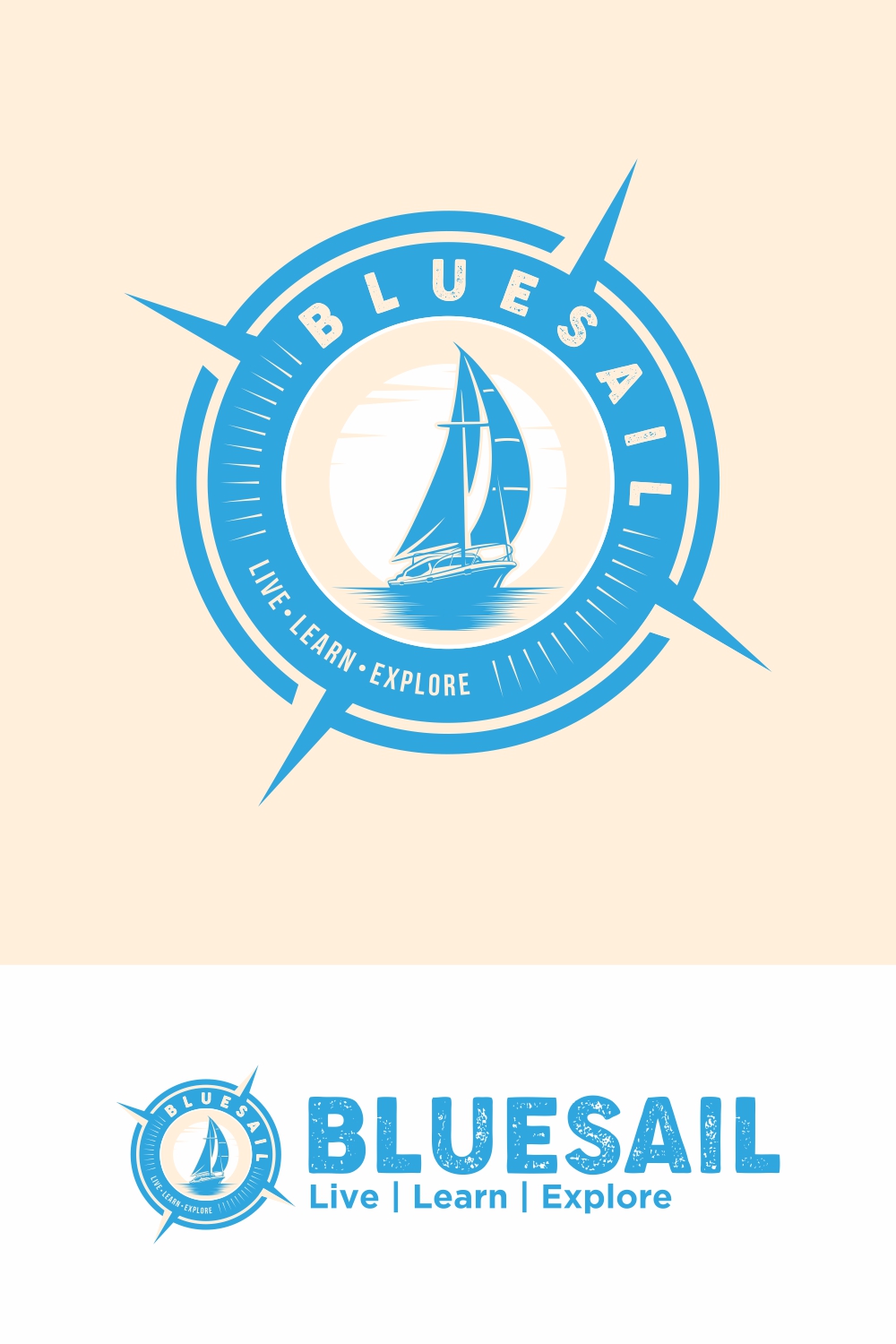 Catamaran, Cruise Ship Logo Template - only 10$ pinterest preview image.