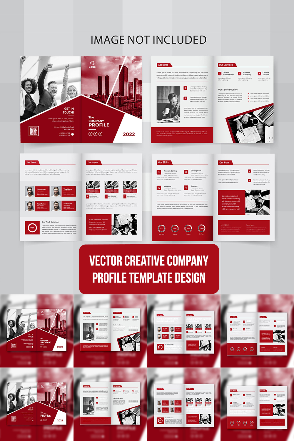 Vector Creative Company Profile Template Design pinterest preview image.