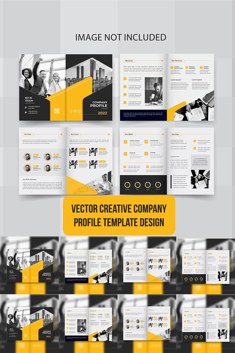 Vector Creative Company Profile Template Design pinterest preview image.