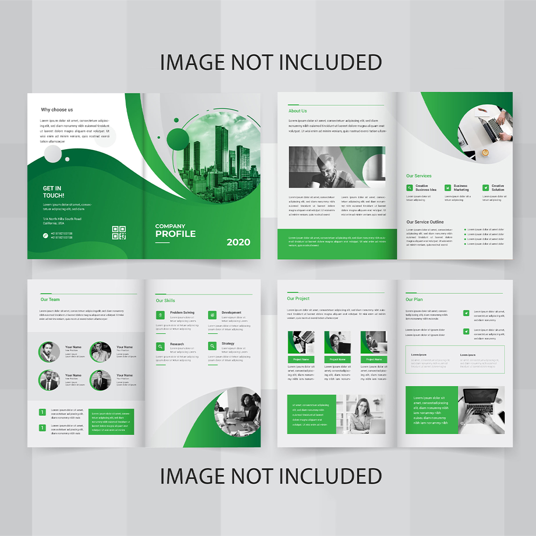 Vector creative company profile template design preview image.