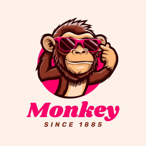brown and pink illustrative monkey gaming logo 51