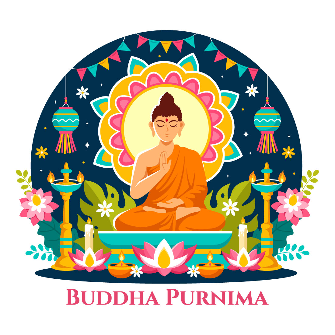 9 Buddha Purnima Illustration preview image.