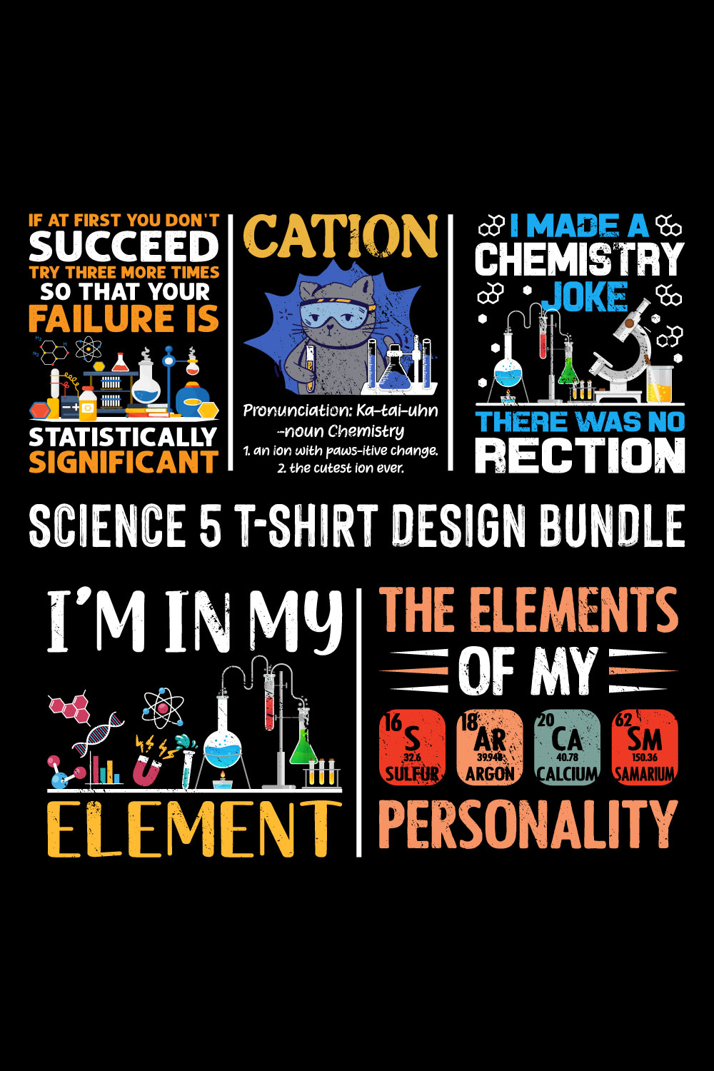 Science 5 t shirt design bundle pinterest preview image.
