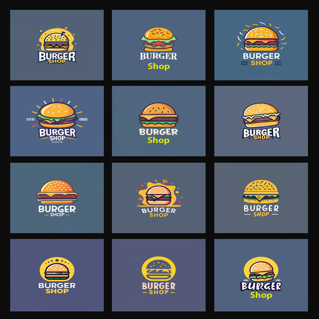 Burger Shop - Logo Design Template Total = 12 cover image.