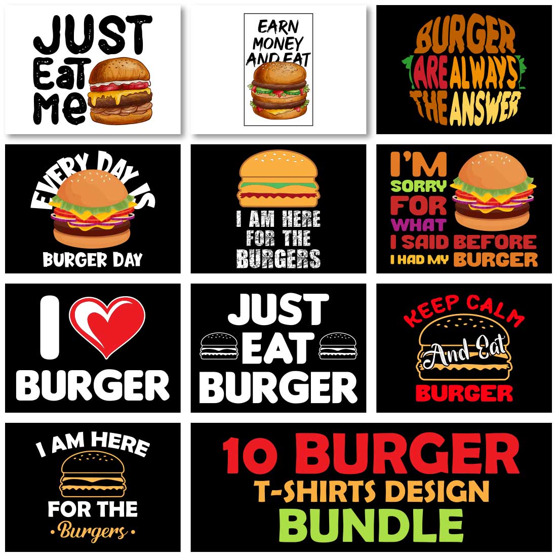 Best burger t-shirts design for burger lover preview image.
