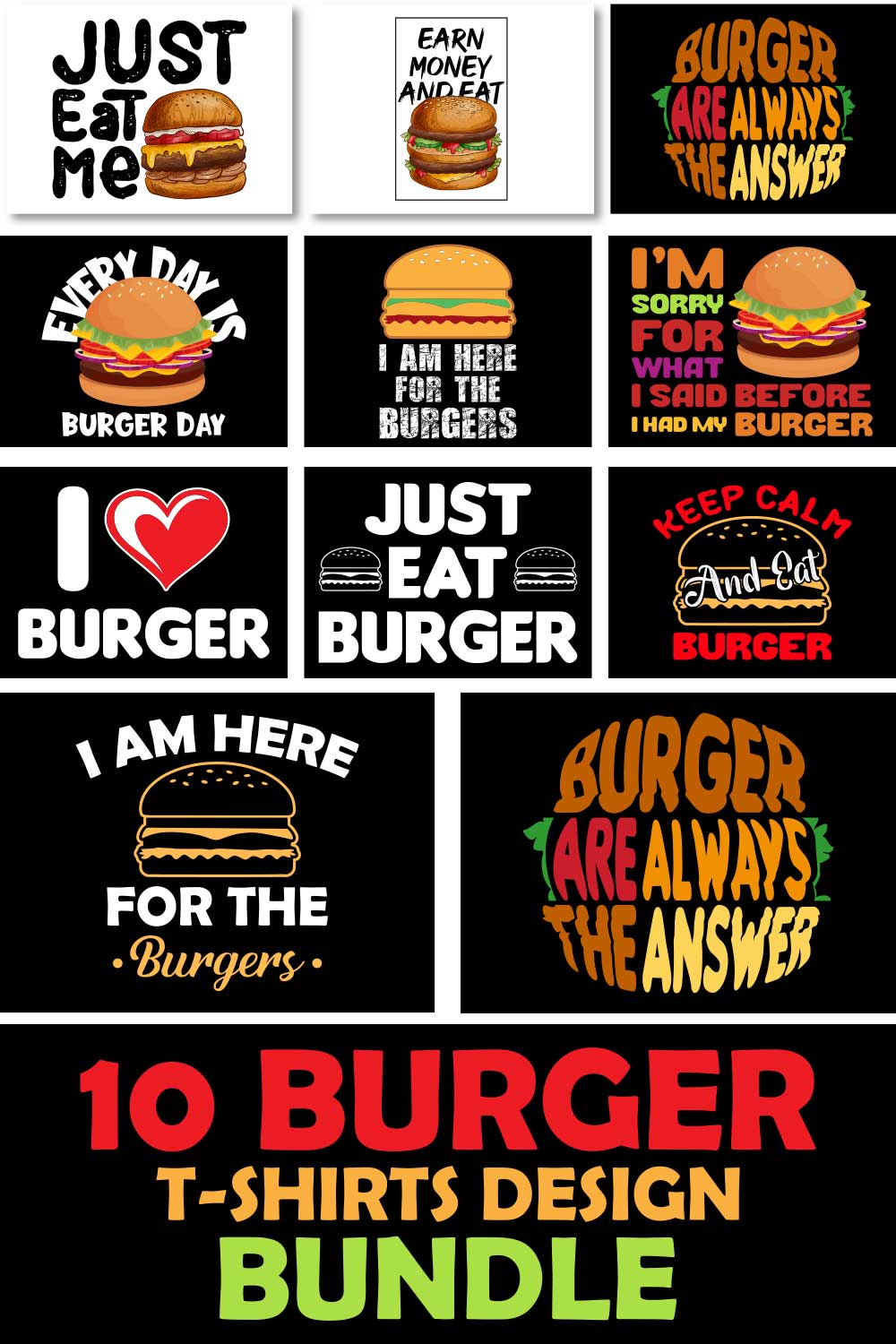 Best burger t-shirts design for burger lover pinterest preview image.