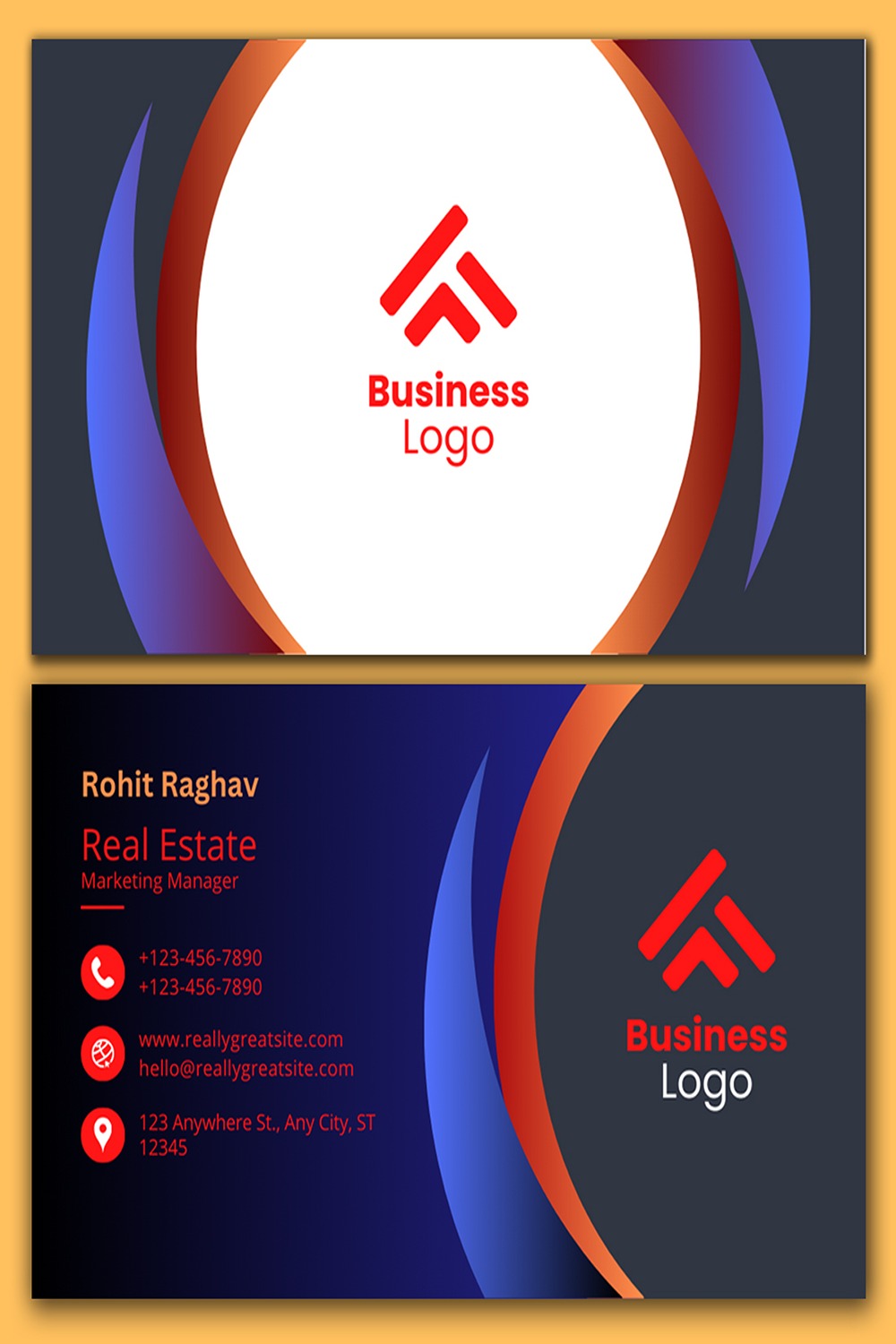 Business Card - Real Estate Business Card Template pinterest preview image.