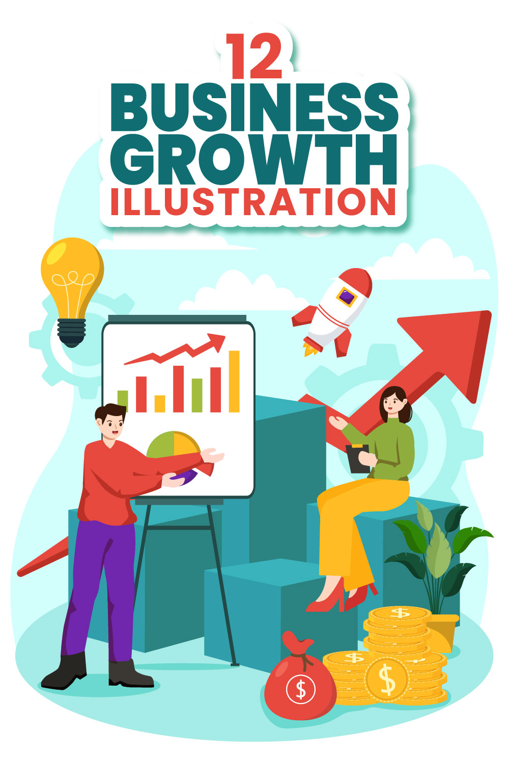 12 Business Growth Illustration pinterest preview image.