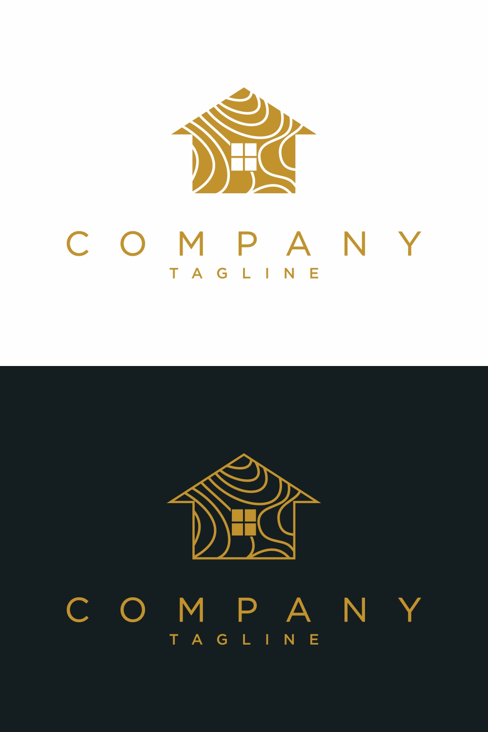 Cabin logo design illustration Cottage template design with minimalist line art - only 9$ pinterest preview image.