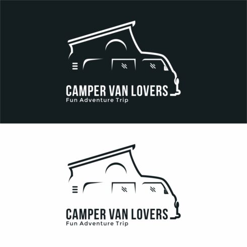 Camper van or recreational vehicle (RV) adventure car logo template, Travel and leisure vector design - only 8$ cover image.