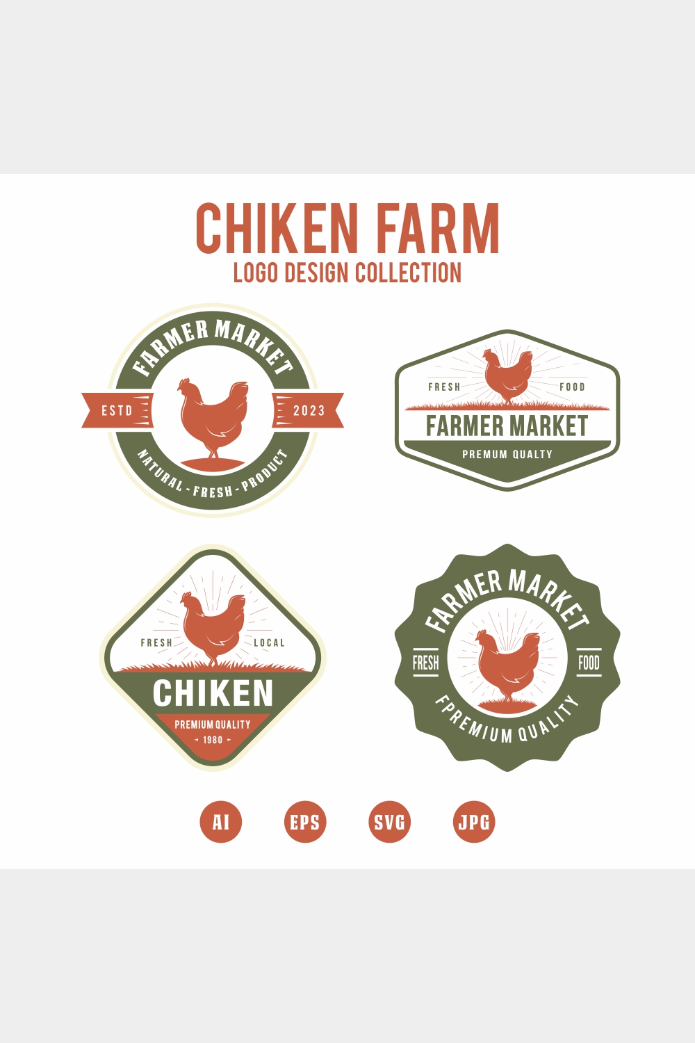 Chicken Farm logo design collection - only 7$ pinterest preview image.