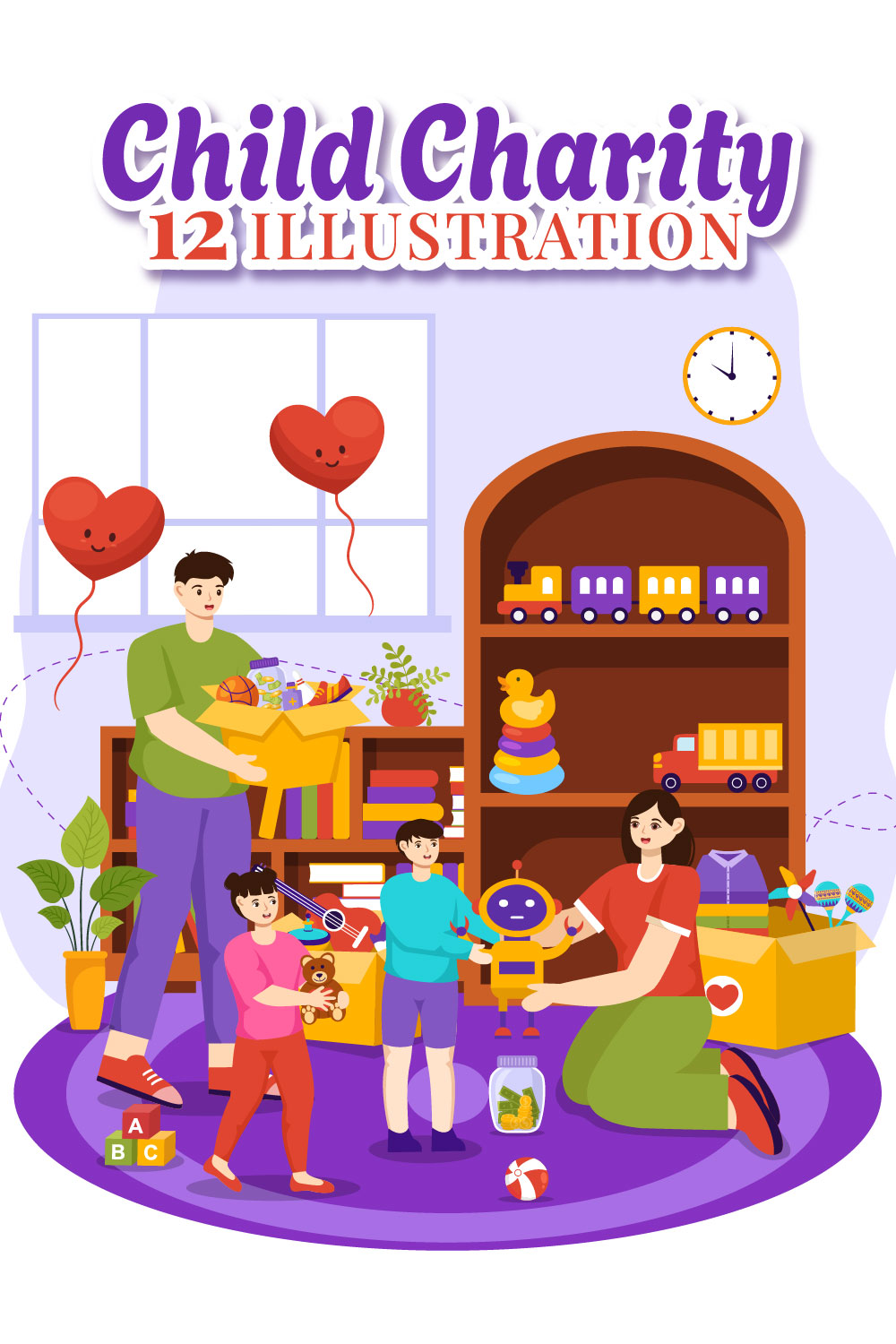 12 Child Charity Illustration pinterest preview image.