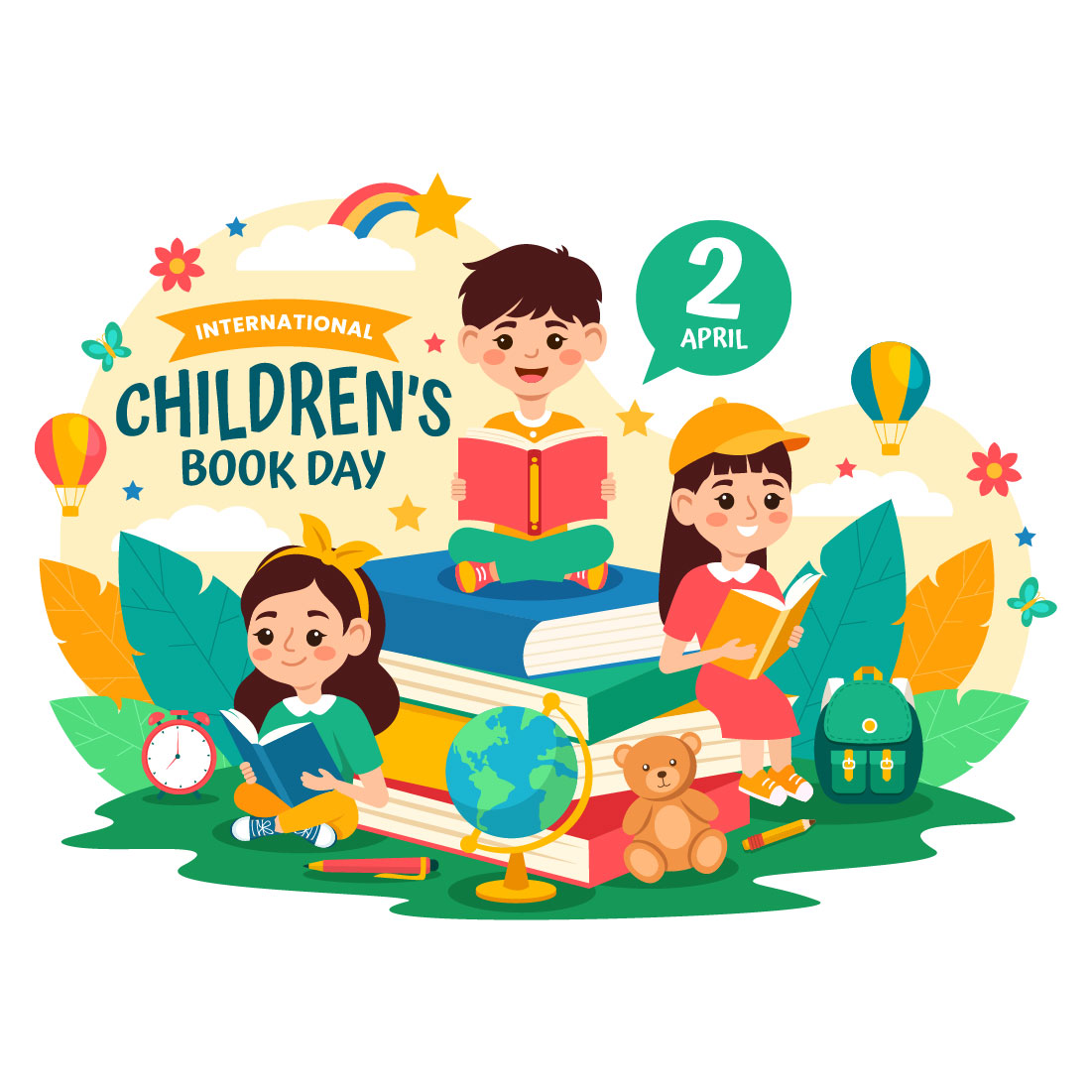 12 International Children Book Day Illustration preview image.