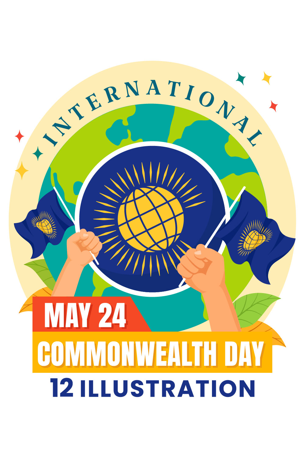 12 Commonwealth Day Illustration pinterest preview image.