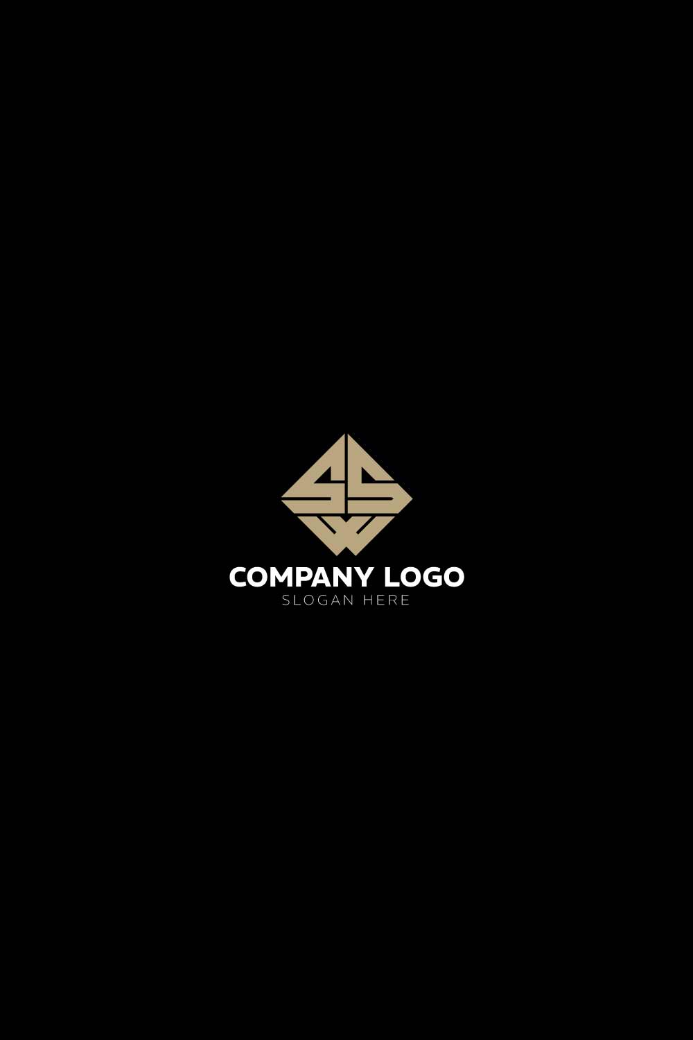 Creative SSW letter logo design vector pinterest preview image.