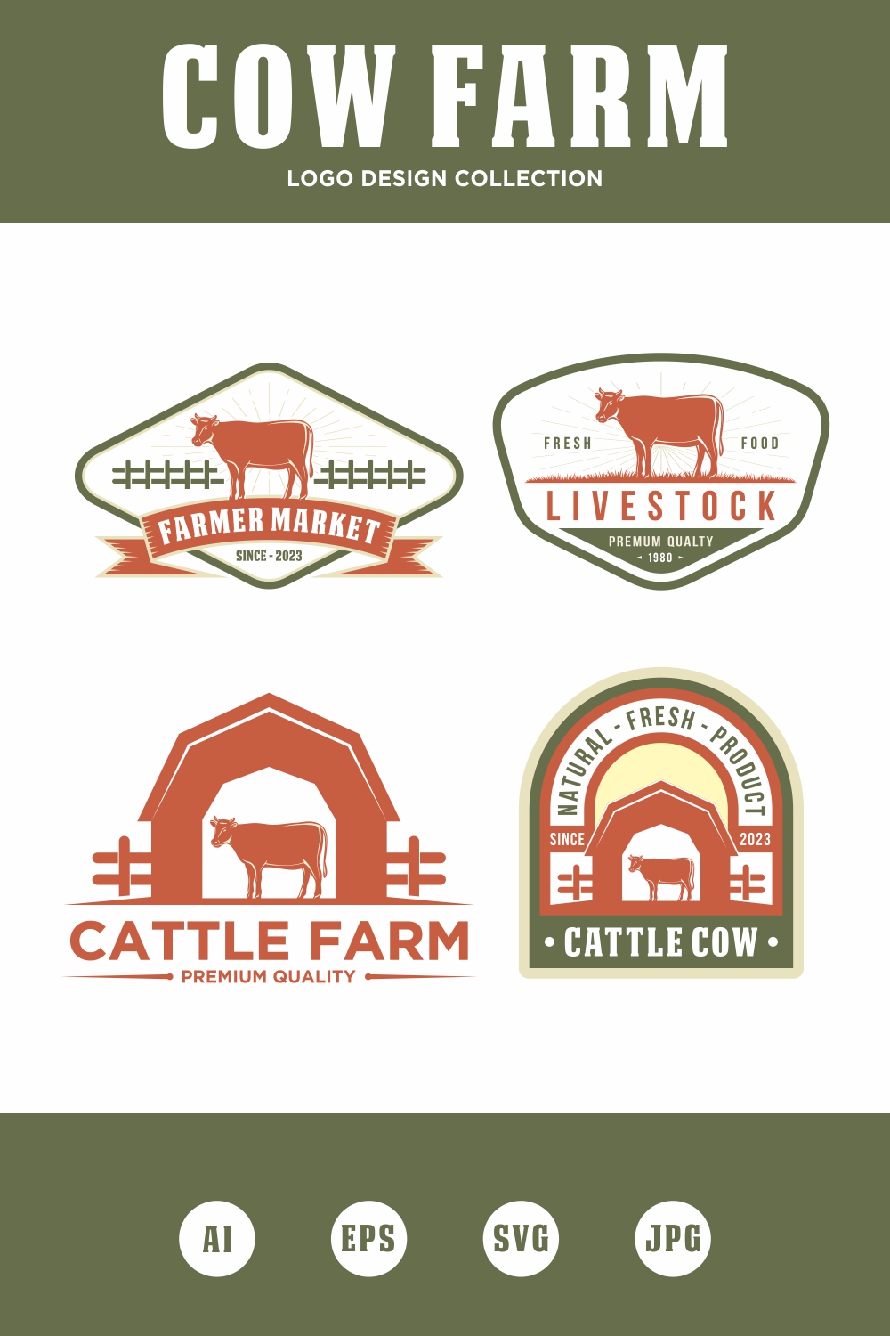 Cattle Farm logo design collection - only 10$ pinterest preview image.