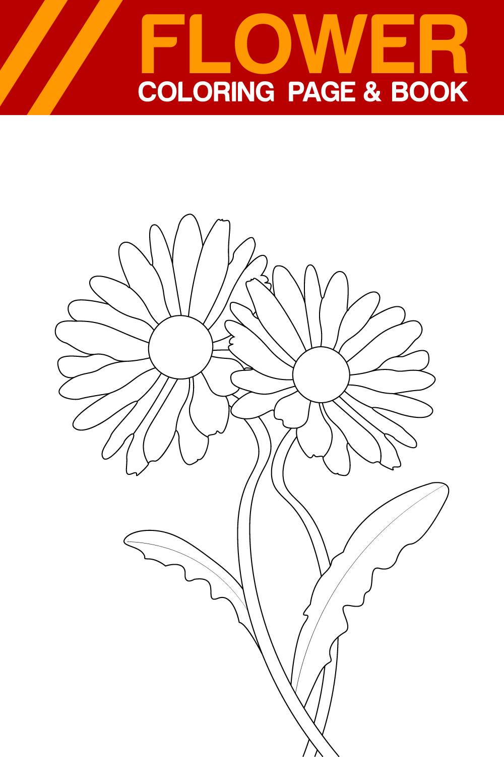 Daisy Flower Coloring Book Adults pinterest preview image.