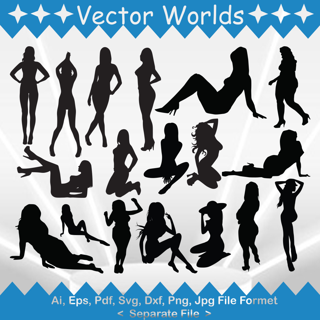 Nudes Woman SVG Vector Design preview image.