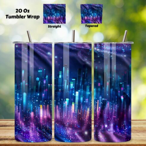 Metropolis Radiance Ombre Tumbler wrap, Seamless Wrap PNG, Glitter Ombre Tumbler Wrap, Tumbler Sublimation Design, Gradient Tumbler Png, Sparkling Glitter Tumbler cover image.