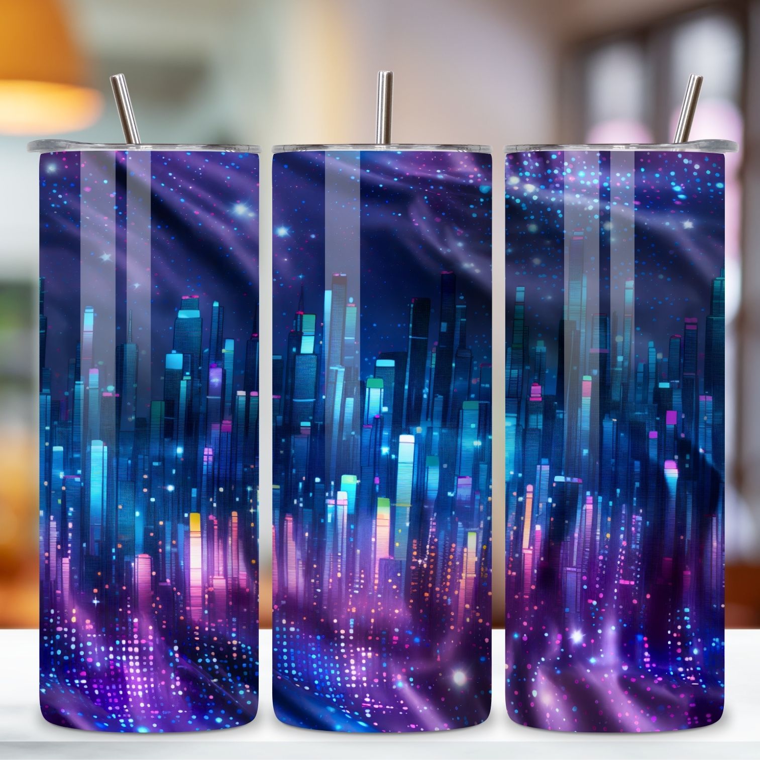 Metropolis Radiance Ombre Tumbler wrap, Seamless Wrap PNG, Glitter Ombre Tumbler Wrap, Tumbler Sublimation Design, Gradient Tumbler Png, Sparkling Glitter Tumbler preview image.