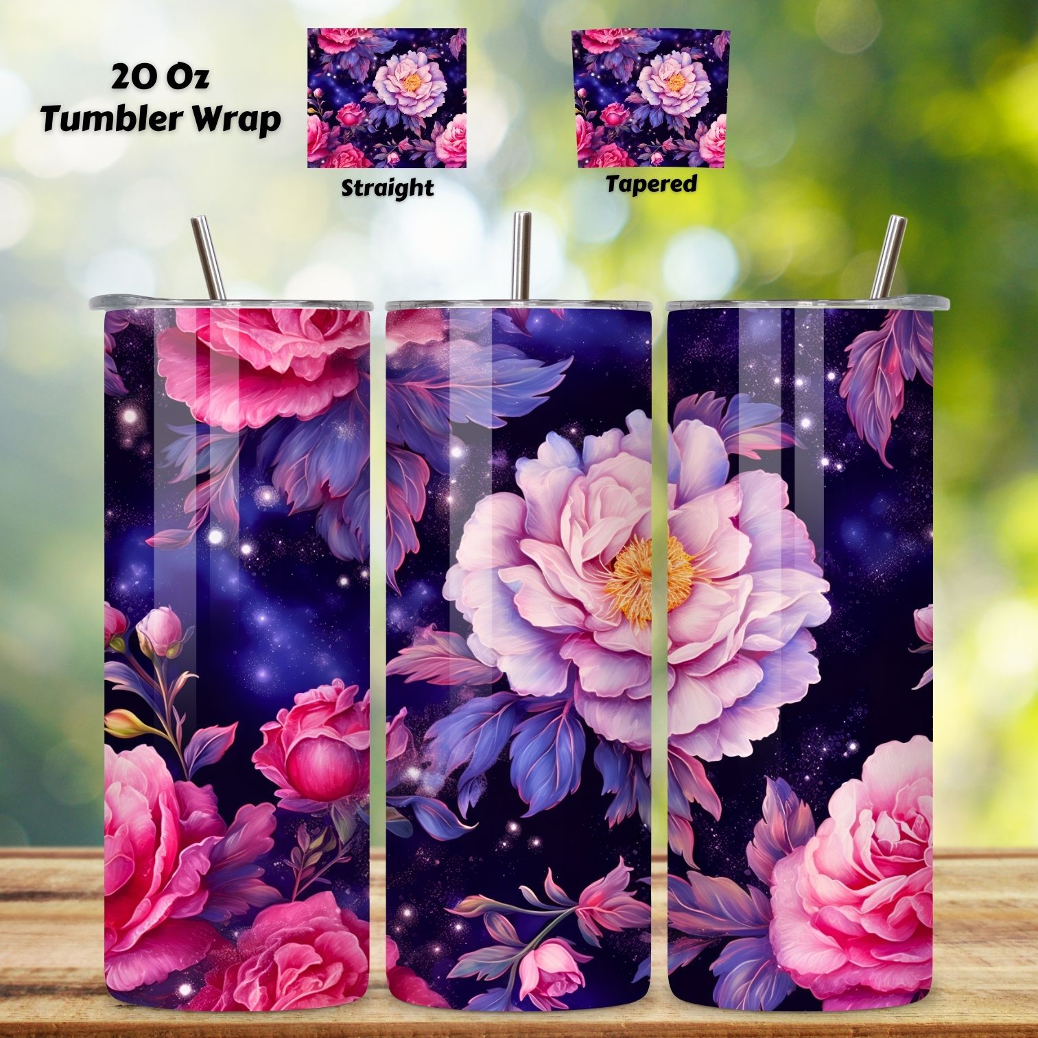 Floral Mirage Seamless Tumbler Wrap, 3D Night Sky PNG, spring floral, sublimation design, sublimation designs, sublimation tumbler, tumbler sublimation cover image.