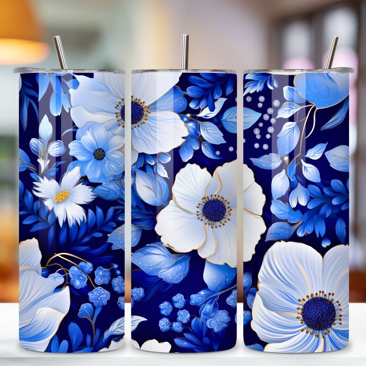 Floral Mirage 3D Tumbler Wrap, Seamless Night PNG, digital download, floral tumbler png, for tumblers, glitter tumbler, rainbow tumbler, spring floral, sublimation design preview image.