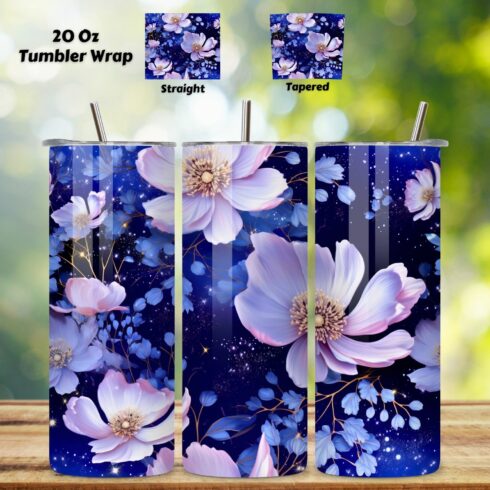 Starry Night Floral Mirage Tumbler wrap, Seamless Wrap PNG, spring floral, sublimation design, sublimation designs, sublimation tumbler, tumbler sublimation cover image.