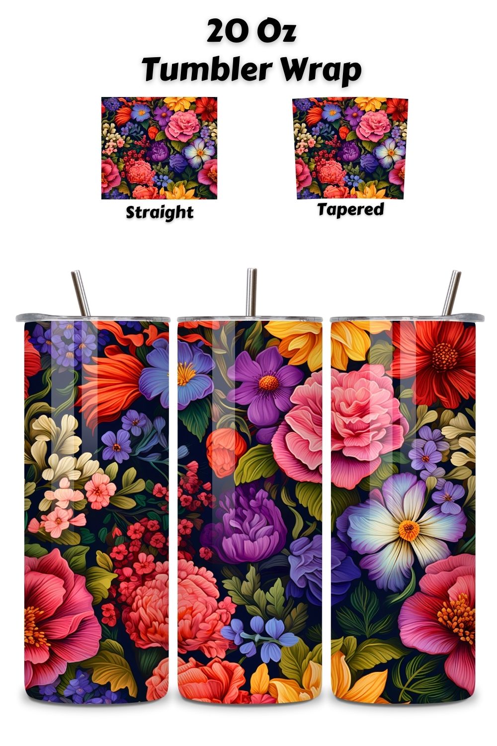spring floral tumbler wrap | Seamless Tumbler Wrap, floral Tumbler Wrap, floral tumbler, 20oz skinny tumbler sublimation design downloads, floral tumbler png pinterest preview image.