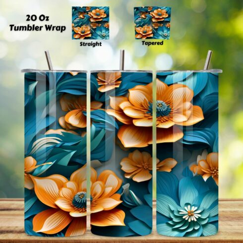 Futuristic Petal Symphony Tumbler Wrap, Seamless Wrap PNG, 20 oz skinny tumbler, butterfly tumbler, designs downloads, digital download, floral tumbler png cover image.