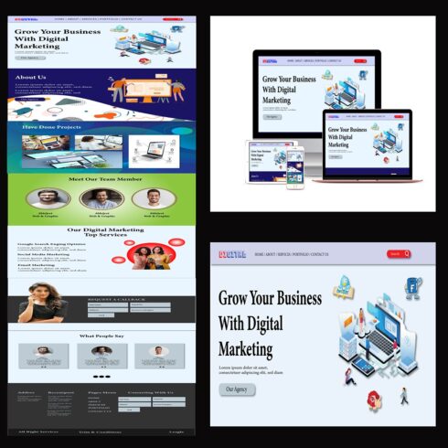 Digital Marketing - Services Web Design Template cover image.