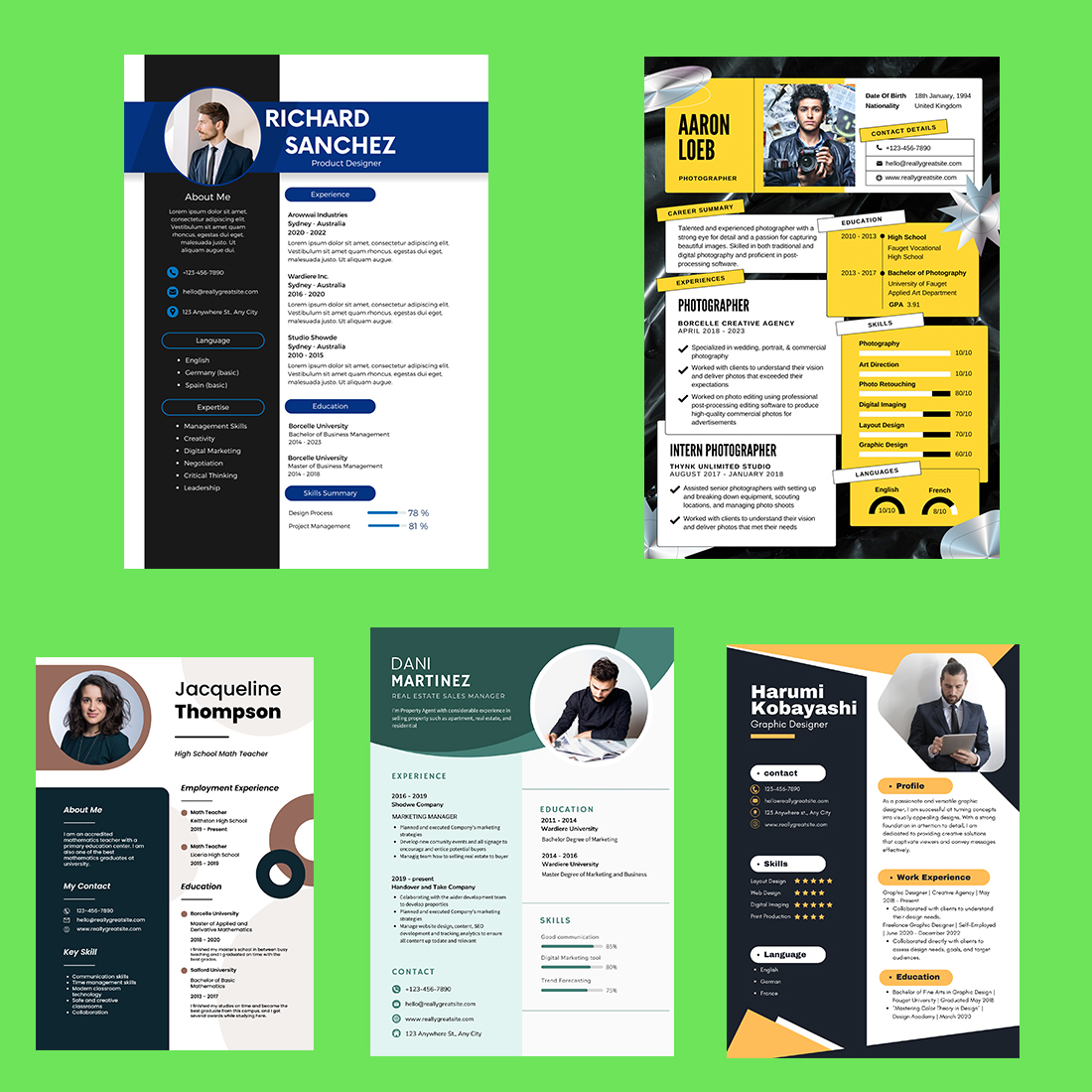 5 Modern Resume Design template cover image.