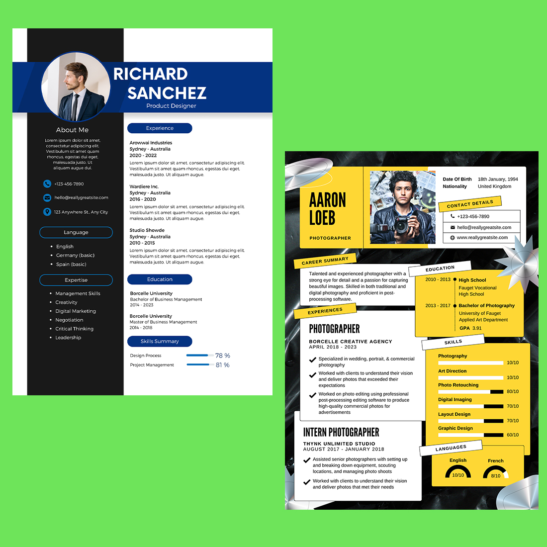5 Modern Resume Design template preview image.