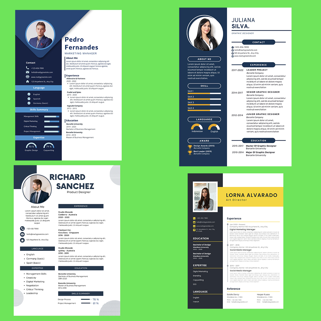 Modern Resume Design Templates Bundle preview image.