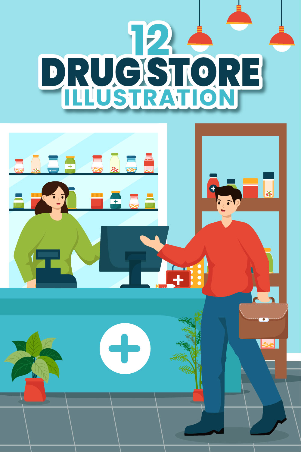 12 Drug Store Illustration pinterest preview image.