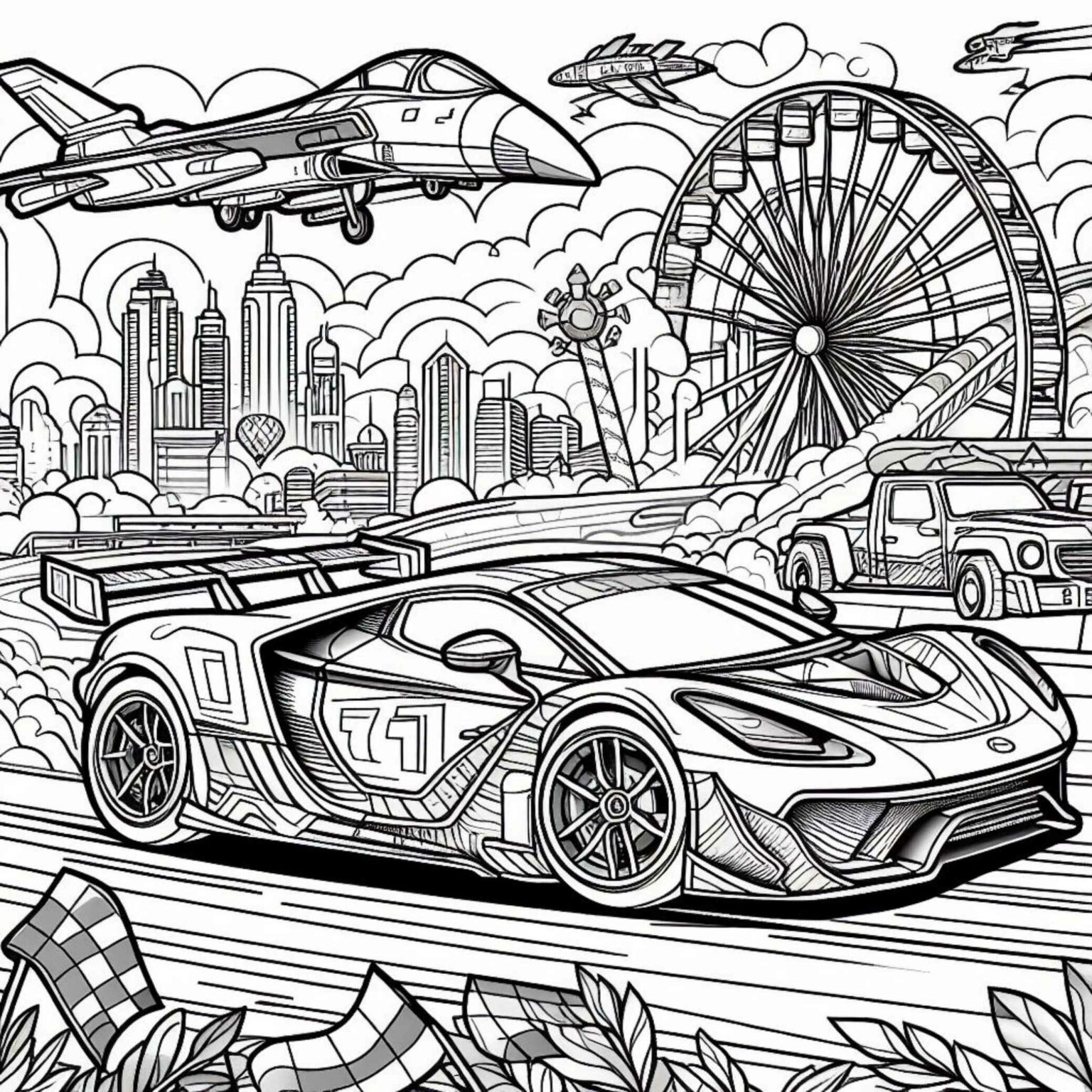 15 Lamborghini and Monster Truck Coloring pages in just 10$ - MasterBundles