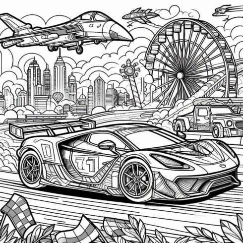 15 Lamborghini and Monster Truck Coloring pages in just 10$ cover image.