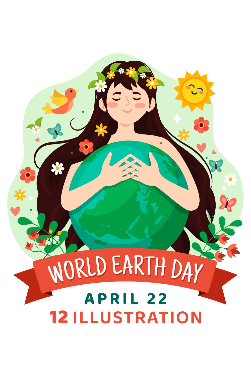 12 World Earth Day Illustration pinterest preview image.
