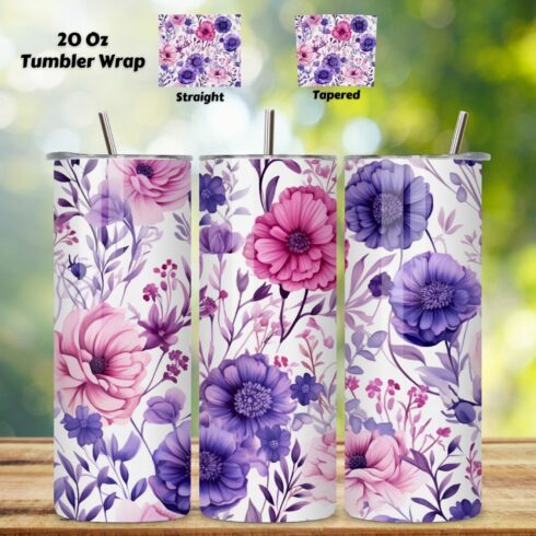 Whimsical Watercolor Wonderland Tumbler Wrap, Sublimation, 20 oz skinny tumbler, boho tumbler, designs downloads cover image.