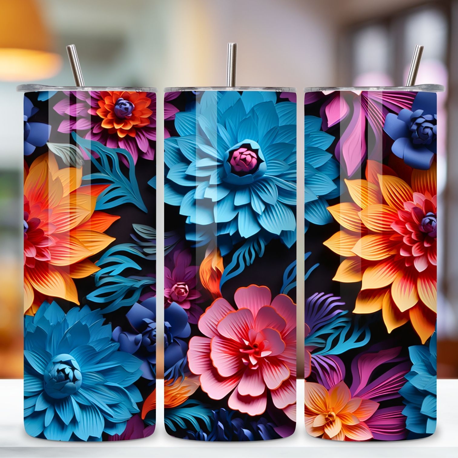 3D Floral Tumbler Wrap, Seamless Wrap PNG, 3d floral seamless, 3d floral tumbler, 3d flower tumbler, 3d flower wrap preview image.