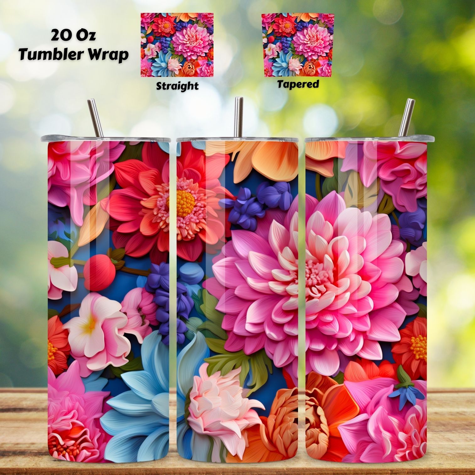 Seamless 3D Floral Tumbler PNG Wrap, 3d flower tumbler, 3d flower wrap, 3d sublimation, 3d tumbler, 3d tumbler bundle, floral tumbler wrap cover image.