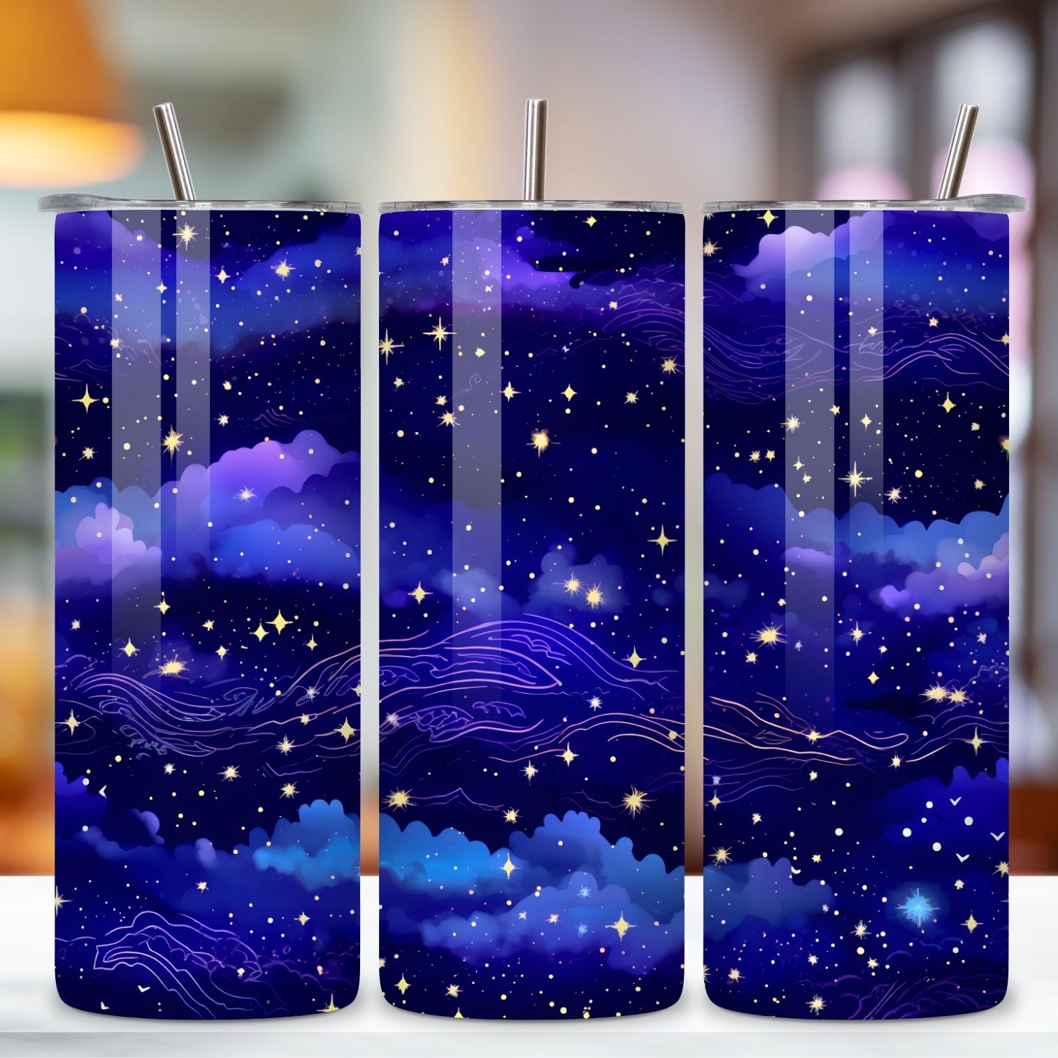 Starry Constellations Tumbler Wrap | Seamless Wrap Design, 20oz tumblers, galaxy design, novelty png design, printable vinyl, stars design, sublimation images, trending png designs, tumbler designs preview image.