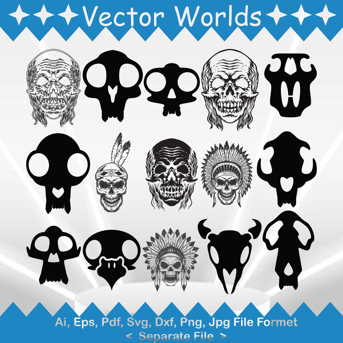 Skull SVG Vector Design preview image.
