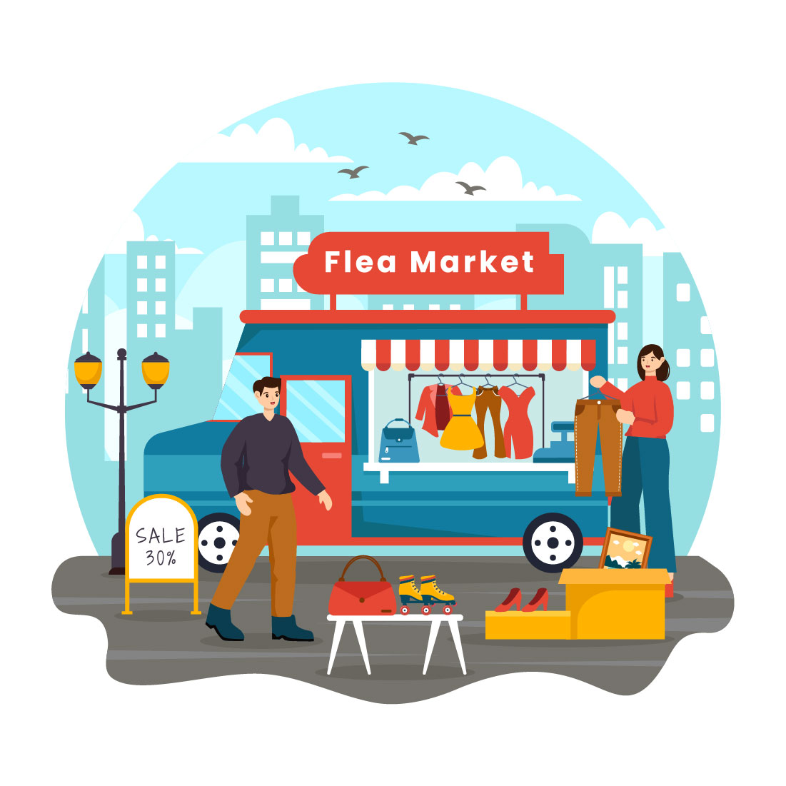 12 Flea Market Illustration cover image.