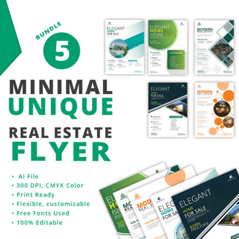 Best 5 Unique Real Estate Flyer Templates - only 15$ cover image.