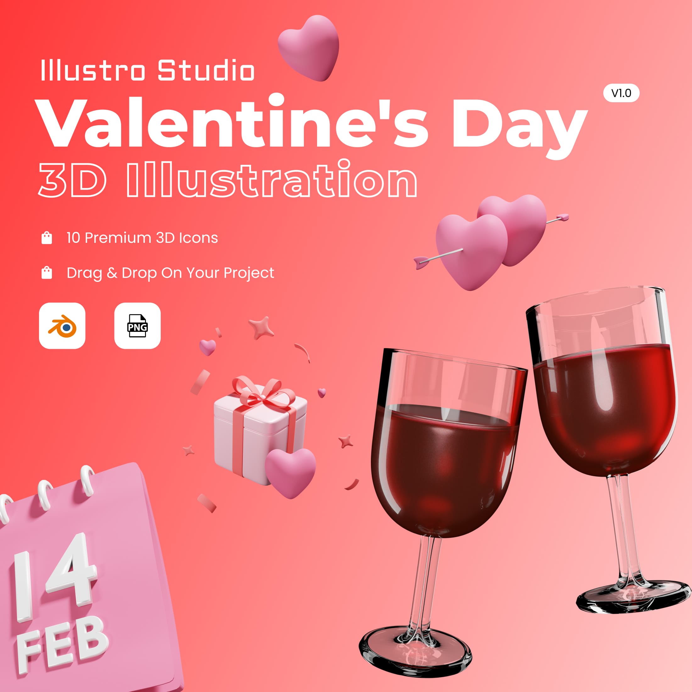 Valentine's day 3D Illustration - only $12 cover image.