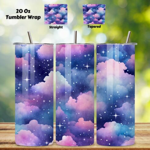 Sky Tumbler Sublimation | Seamless Wrap Design | 20oz Skinny, 20oz tumblers, galaxy design, novelty png design, printable vinyl, stars design, sublimation images, trending png designs cover image.