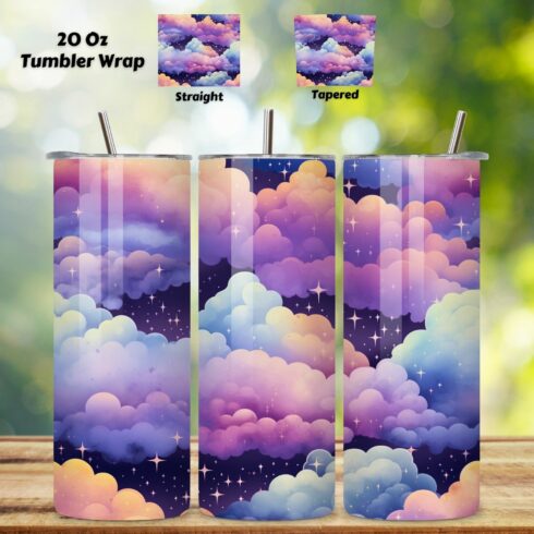 Sky Tumbler Wrap | 20 oz Skinny Design | Sky Tumbler Design, 20oz tumblers, galaxy design, novelty png design, printable vinyl, stars design, sublimation images, trending png designs cover image.