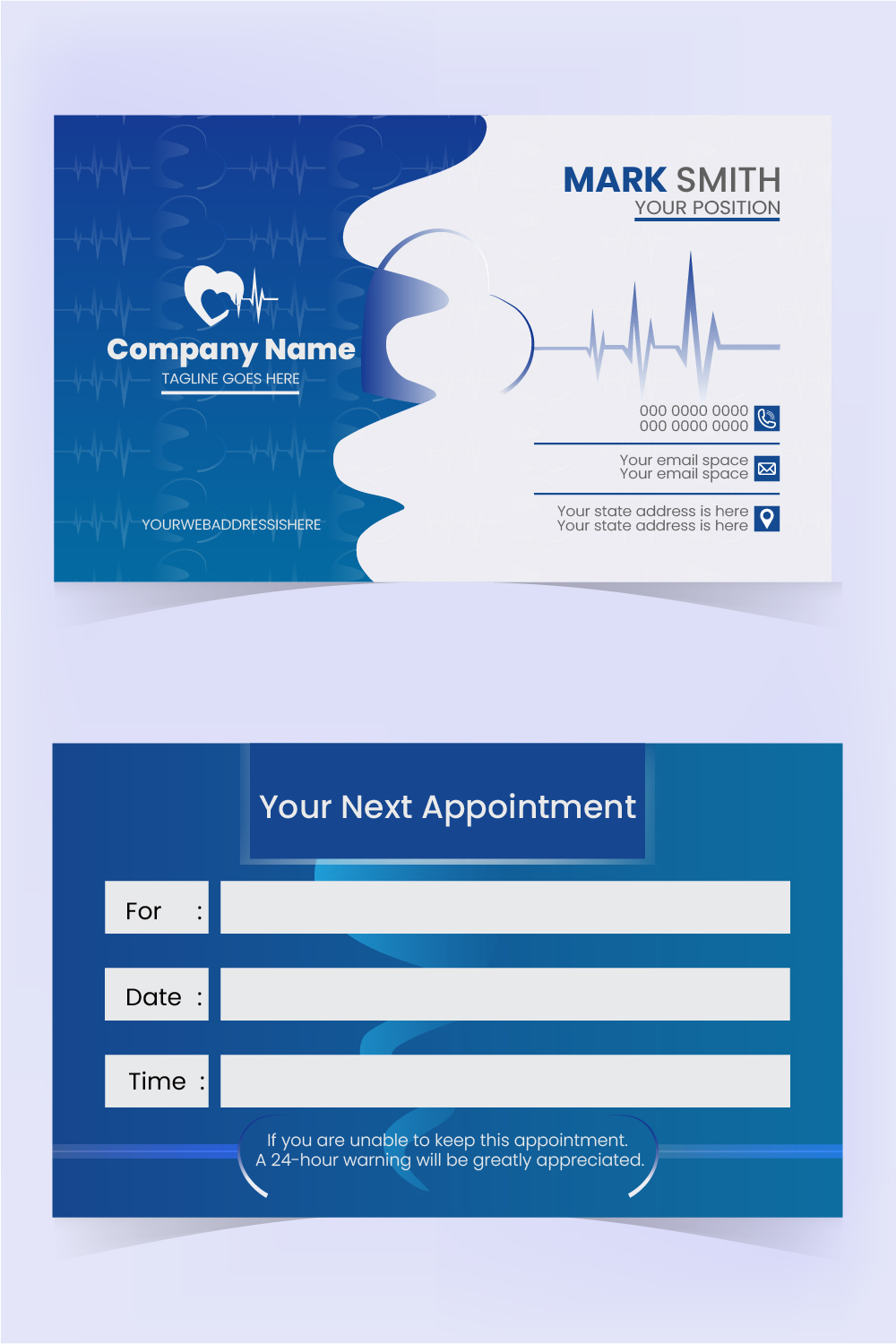 doctor appointment business card Template pinterest preview image.